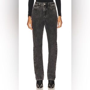 WeWoreWhat High Rise Relaxed Straight Leg Jean in Black Acid Wash